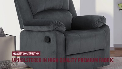 Dorian Slate Grey Microfiber Recliner with Wood Frame