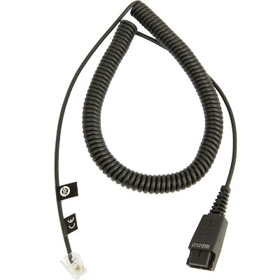 Jabra Quick Disconnect (QD) to Modular (RJ) Coiled Bottom Headset Cord, 2 Meter 8800-01-01