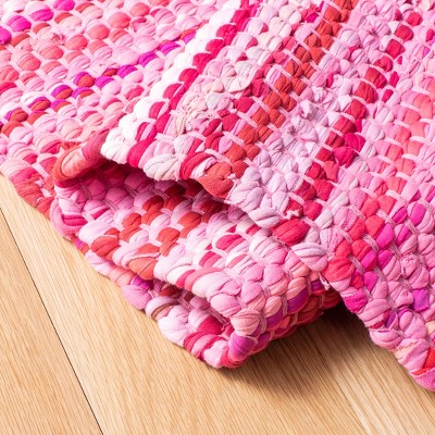 Coastal Charm Red Cotton 6' Square Handwoven Area Rug