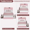 Bed Frame with Storage Headboard, Girls Bed Frame with 2 Drawers, Boucle Upholstered Platform Bed with Bookcase - 4 of 4