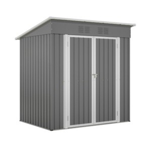 Syemin Storage Sheds 6'x4' Outdoor Metal Storage Shed for Garden Tools Lockable Door with Lockable Door Floor Frame, Gray, 66.93"*47.64"*71.65" - 1 of 4
