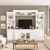 FUFU&GAGA White Wood Bookshelves TV Stand with Glass Door - 3 of 4