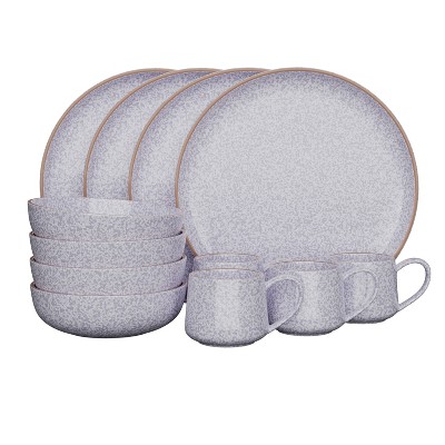 American Atelier 12 Pc Dinnerware Set Stoneware Dishes, Dinner Plate, Side Plate, Bowl, and Mug, Service for 4, Plate and Bowl Set, Denim Blue