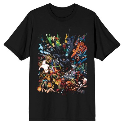 Justice League Full Cast Of Heroes Men's Black T-shirt : Target