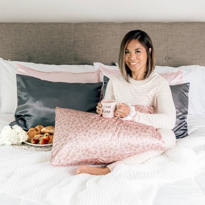 Pale Leopard Print Satin and Cotton Standard Pillowcase