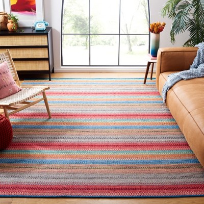 Coastal Breeze Blue & Grey Cotton 8' x 10' Handwoven Rug