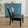 Lyngins Blended Leather Tufted Accent Chair with Oversized Seating, Kiln-Dried Hardwood Frame & Wood Legs, Comfy Sofa Chair for Living Room, Bedroom - 3 of 4
