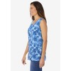 Woman Within Plus Size Perfect Printed Sleeveless Shirred V-Neck Tunic - 4 of 4