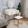 FONTOI 31.5"W Makeup Vanity Set with Mirror and Stool Storage Drawers and Organizer for Bedroom Dressing Room, White, 31.5"*18.5"*53.5" - 2 of 4