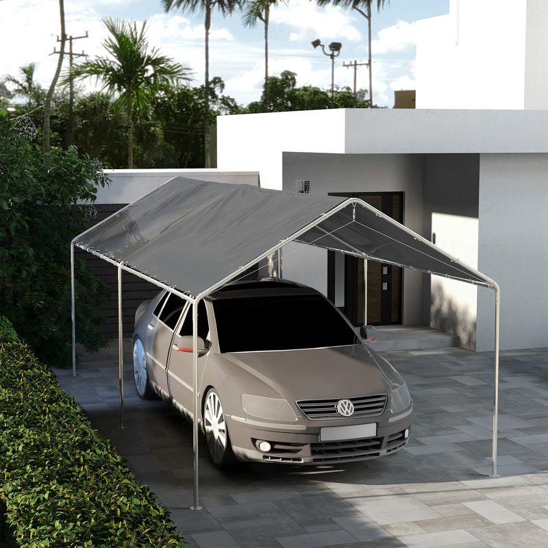 Outsunny 10 x 20ft Carport Roof, Canopy Replacement Cover, UV Resistant, with Ball Bungee Cords, 2 of 7