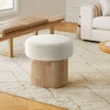 LuxenHome Storage Ottoman, 15.7"D x 15.7"H Modern Upholstered Padded Footstool with Storage and Wood Fluted Base, Accent Small Table Brown - 2 of 4