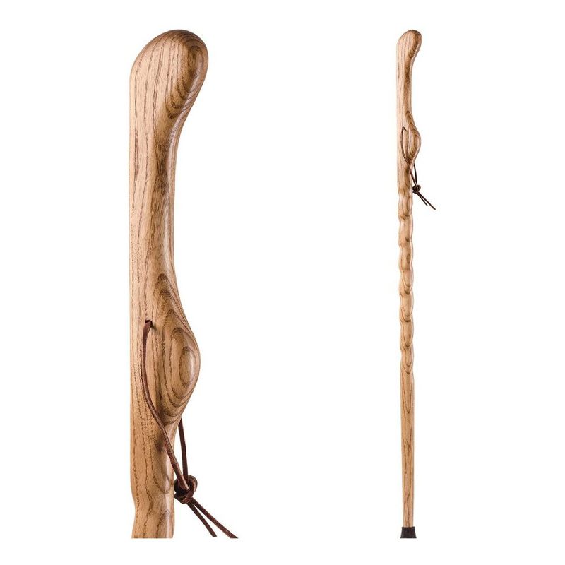 Brazos Twisted HitchHiker Tan Oak Wood Walking Stick 58 Inch Height, 1 of 8