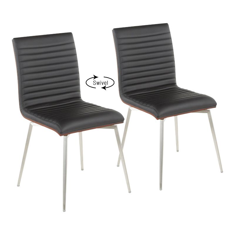 Set of 2 Mason Swivel Modern Walnut Wood Back Dining Chairs - Lumisource, 1 of 15