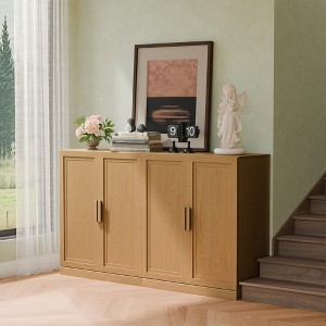 Spassway Storage Cabinet Floor Cabinets with Doors and Adjustable Shelves Wood Shelving Unit for Organizing Pantry Basement  Mudroom - 1 of 4