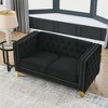 ChicFurnit Sofa Modern Velvet Button Tufted Square Arm 2 Seat / 3 Seat Sofa Comfortable and Stylish Seating Couches for Living Room, Gray/Beige/Beige - 2 of 4