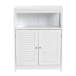 Rivera Wood and Metal 2 Door Bathroom Storage Cabinet White/Silver - Baxton Studio