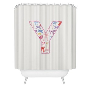 Deny Designs April Lane Art Fancy Bow Monogram Shower Curtain - 1 of 3