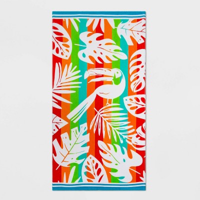 Striped Palm Printed Beach Towel - Sun Squad™