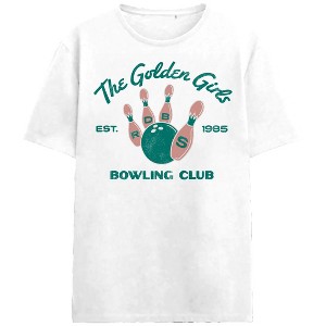 The Golden Girls Bowling Club Adult White Crew Neck Short Sleeve T-shirt - 1 of 3