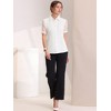 INSPIRE CHIC Women's Sheer Short Sleeve Point Collar Work Button Down Shirt - 4 of 4
