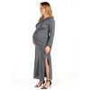 Maternity Long Sleeve Side Slit Fitted Maxi Dress - 24seven Comfort Apparel™ - 2 of 4