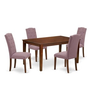 HomeStock 5-Pc Mahogany Finish Solid Wood Top - Rectangular Dining Room Set - Seats 4 - 1 of 4