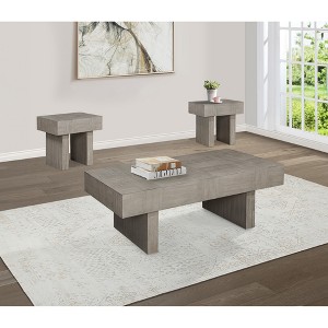 Wooden Contemporary 3-Piece Coffee and End Table Set with Rectangular and Square Tables and Sturdy Construction for Living Room - 1 of 4