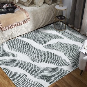 Contemporary Abstract Spray Print Area Rug Ultra Thin Low Pile Machine Washable Stain Resistant Non Slip Non Shedding Floor Carpet - 1 of 4