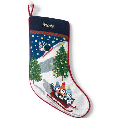 Lands' End Needlepoint  Christmas Stocking