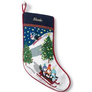 Lands' End Needlepoint  Christmas Stocking - 1 of 3