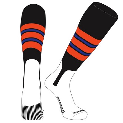 PEAR SOX OTC Baseball Softball Stirrup Socks (E, 7in) Black, Orange, Royal