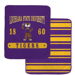 NCAA LSU Tigers Varsity Plaque Double Sided Royal Plush Blanket - 1 of 1