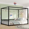 1Pc Floor Bed Frame, Black Metal Low Profile House-Style Design with Guardrails, Mosquito Net Ready - Baofuwish - 3 of 4