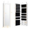 Tangkula Wall/Door Mounted Jewelry Armoire w/Mirror & LED Lights Brown/White - 2 of 4