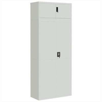 vidaXL File Cabinet Lockable Metal Storage Unit - Gray Steel, Adjustable Shelves, 35.4" x 15.7" x 86.6", Office Filing Cabinet