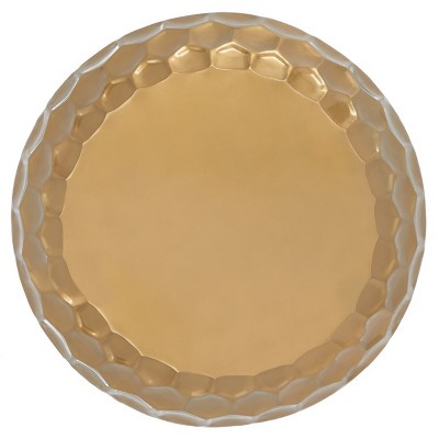 33" Transitional Antique Brass Round Metal Coffee Table