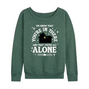 Women's - Home Alone - We Know Youre In There Lightweight French Terry Wide Neck Long Sleeve Shirt - 1 of 4