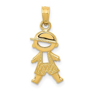 Black Bow Jewelry 14k Yellow Gold Textured Boy In Overalls Pendant, 8mm - 1 of 4