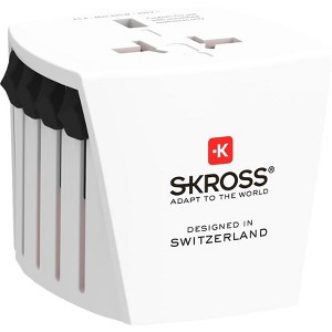 SKROSS 1.102500 Micro MUV  Universal 2-Pin Travel Adapter - Voltage and Power 100V - 250W with 250V - 625W - Shock Protection - 1 of 3