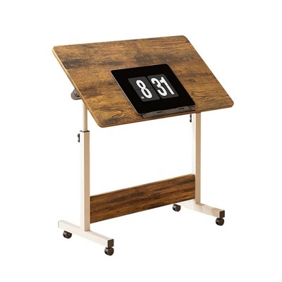 Standing  Computer Desk with Wheels ，Height Adjustable，Mobile Computer Table Sit Stand Up for Work Office Home