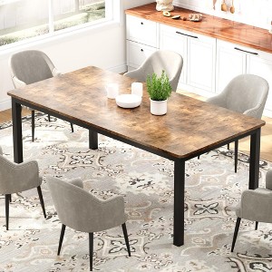 homfan Dining Table, Wooden Long Dinner Table with Mortise Tenon Design, Kitchen Table with Sturdy Metal Legs for Dining Room Home Office Living Room - 1 of 4