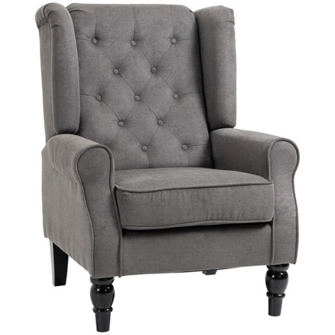 Homcom Button-tufted Accent Chair With High Wingback, Rounded Cushioned ...