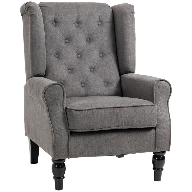HOMCOM Button-Tufted Accent Chair with High Wingback, Rounded Cushioned Armrests and Thick Padded Seat, 1 of 7