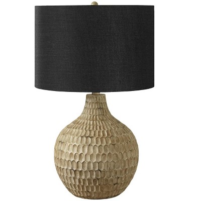 Monarch Specialties Lighting 25inchH Table Lamp Black Shade Brown Resin Contemporary