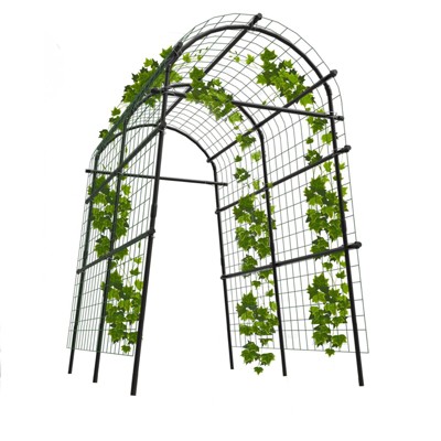 Garden Arch Trellis 7.2ft Extra Tall Metal Arbor for Climbing Plants, Outdoor Vegetable & Flower Support, Includes Clips & Netting