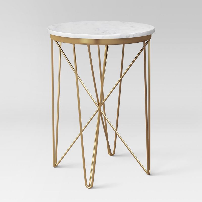 Marble Top Round Table Gold - Threshold&#8482;, 1 of 13