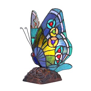 Chloe Lighting KACY 1 Tiffany-style 1 Light Butterfly Accent Table Lamp 10 Tall - 1 of 4