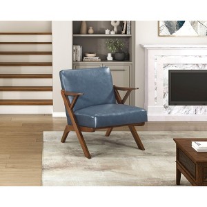 Sapphtopaz Accent Chair Solid Rubberwood Frame Modern Leather Lounge Chair Living Room Chair Comfy Chair for Living Room - 1 of 4