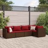 vidaXL 5 Piece Patio Lounge Set - Brown Poly Rattan Modular Outdoor Furniture with Cushioned Seats for Garden, Patio, Deck, Terrace - 2 of 4