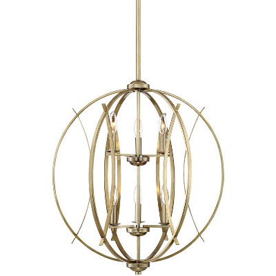 Possini Euro Design Antique Gold Orb Pendant Chandelier 24" Wide Modern 6-Light Fixture Dining Room House Foyer Kitchen Entryway